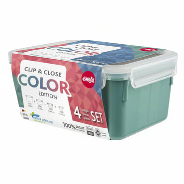 EMSA Clip & Close Powder Green 4-Piece Food Storage Set