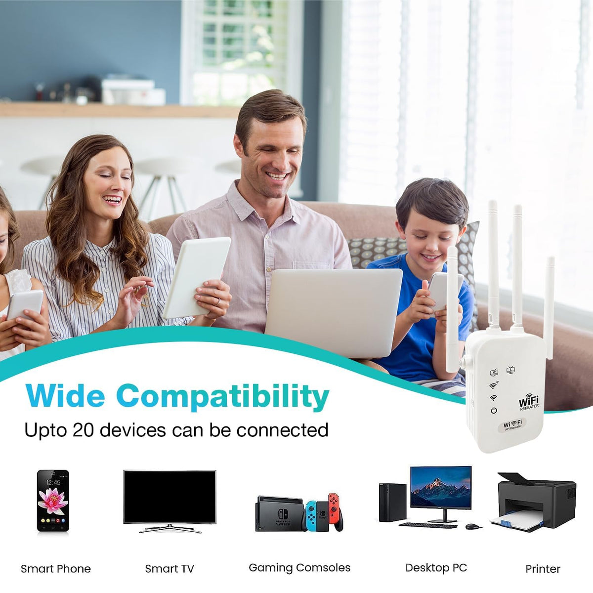 trenzu Single Band 2.4GHz WiFi Range Extender 300Mbps White