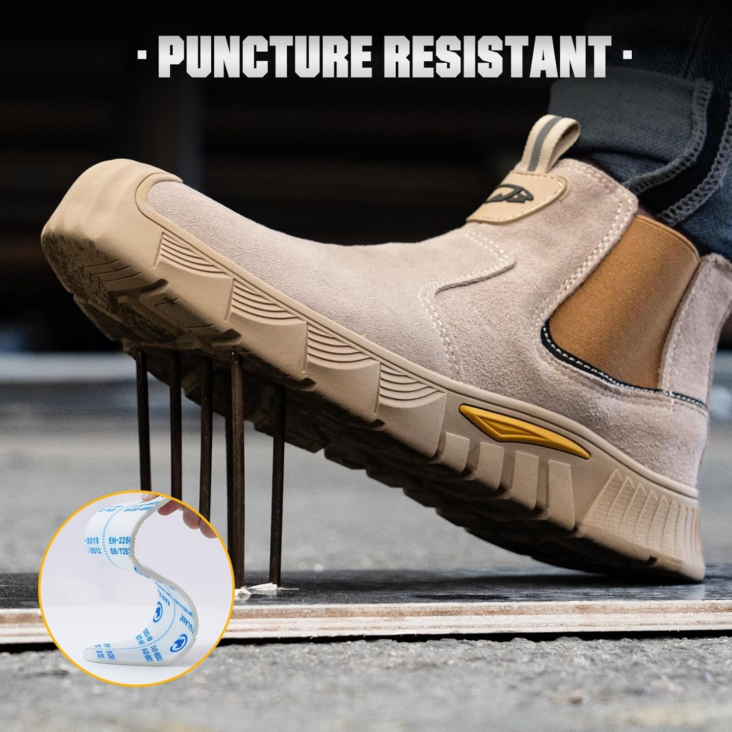 Hogent Slip-On Steel Toe Welding Work Boots for Men