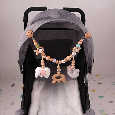 Ueiwffzo Wooden Pram Chain for Babies on trolley