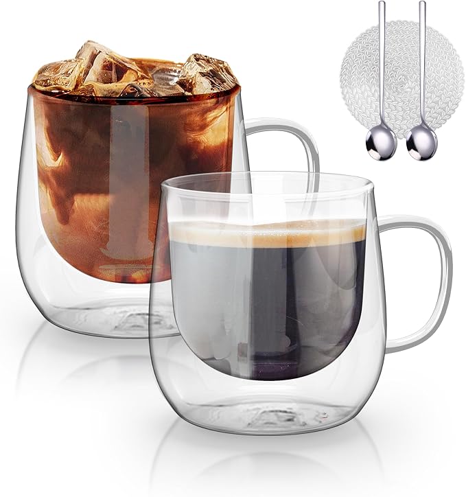 CNNIK Double Walled Glass Coffee Mug Set 300ml 2-Piece