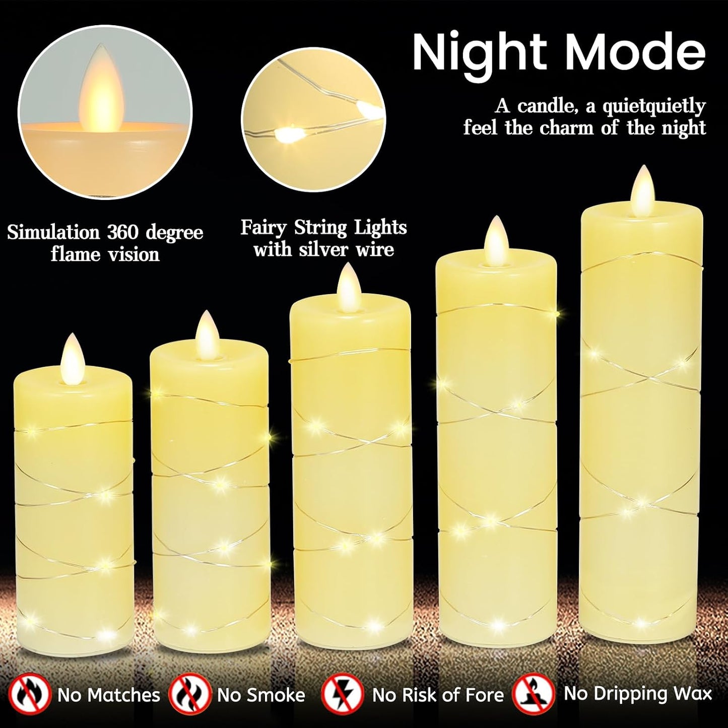 JOYBOY JY-DZLU Flameless LED Candles Remote Control 5-Piece Set