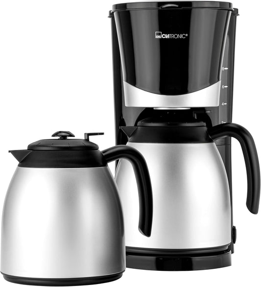 Clatronic Thermal Coffee Maker with Two 1-Liter Jugs, Drip Stop, Auto Shut-Off
