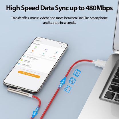 COOYA Right-Angle 8A USB-A to USB-C Cable 6.6ft for OnePlus/Samsung