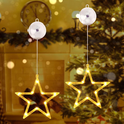 Qedertek LED Star Window String Lights Warm White Battery‑Powered 2‑Pack