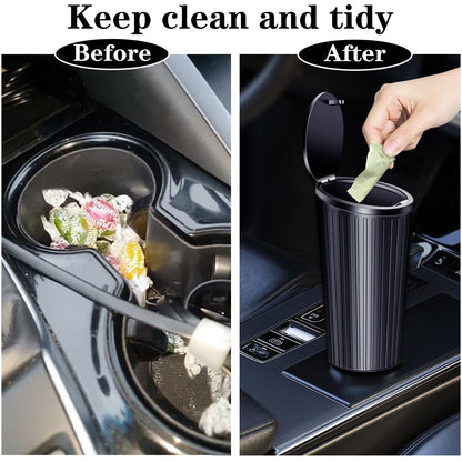 Leakproof 500ml Car Trash Can with Lid and 40 Bags