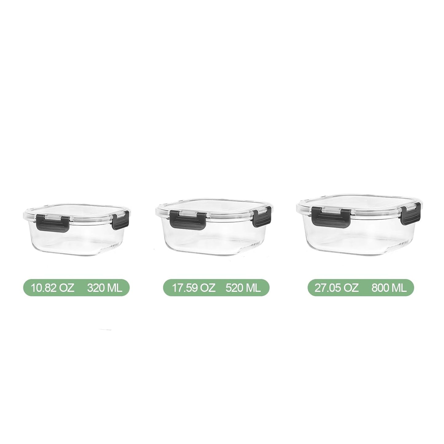 Skroam 12-Piece Borosilicate Glass Food Storage Container Set