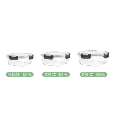 Skroam 12-Piece Borosilicate Glass Food Storage Container Set