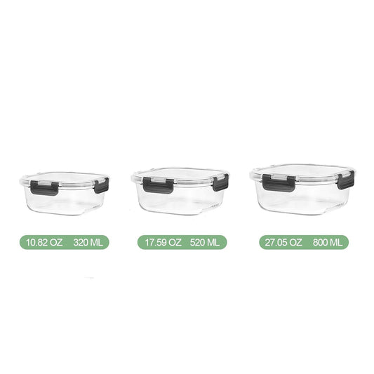 Skroam 12-Piece Borosilicate Glass Food Storage Container Set