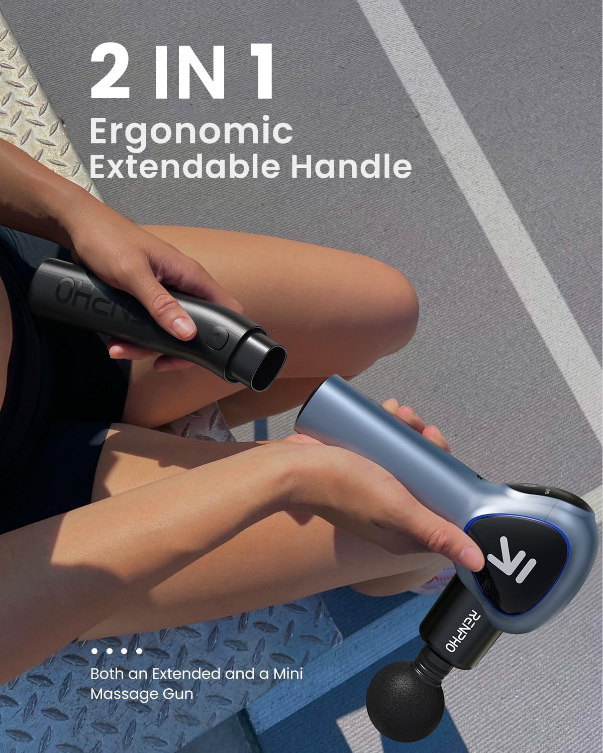 Fipka RENPHO Reach Massage Gun with Detachable Handle, 5 Speed, 4 Heads