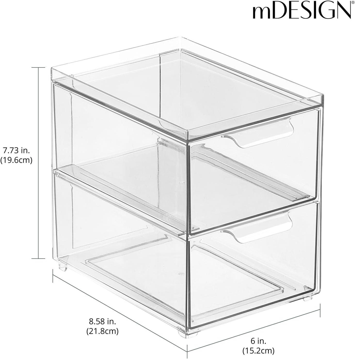 mDesign Lumiere Collection Stackable Storage Containers 4 Pack Clear