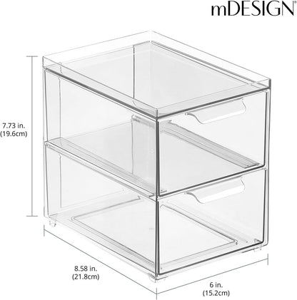 mDesign Lumiere Collection Stackable Storage Containers 4 Pack Clear