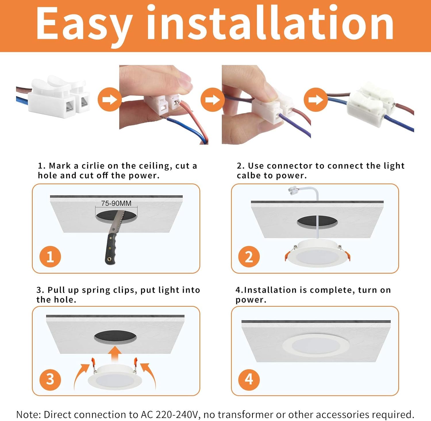 Tomosu 5W 6000K Slim LED Recessed Ceiling Light 10 Pack