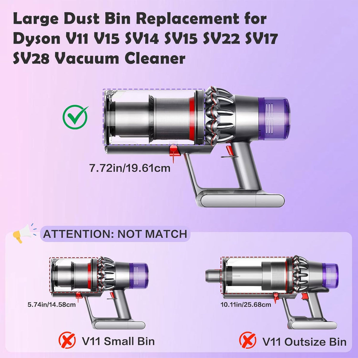 VIEWALL Dust Bin Replacement for Dyson V11 V15 V15S Detect V11-V15DB