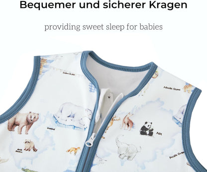 Chilsuessy Baby Sleeping Bag with Feet 1.5 TOG Cotton Wearable Blanket for Toddlers