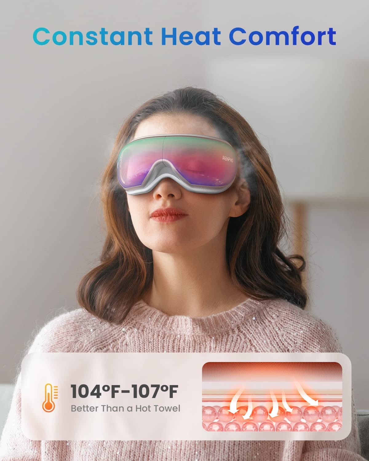 Renpho Eyeris 1 Eye Massager Metalle Blue Heat Bluetooth
