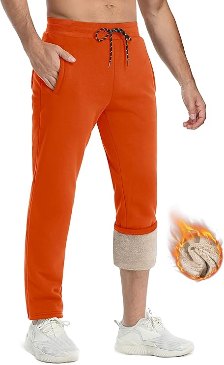 TACVASEN Men's Sherpa Lined Winter Warm Thermal Fleece Jogging Sweatpants with Pockets