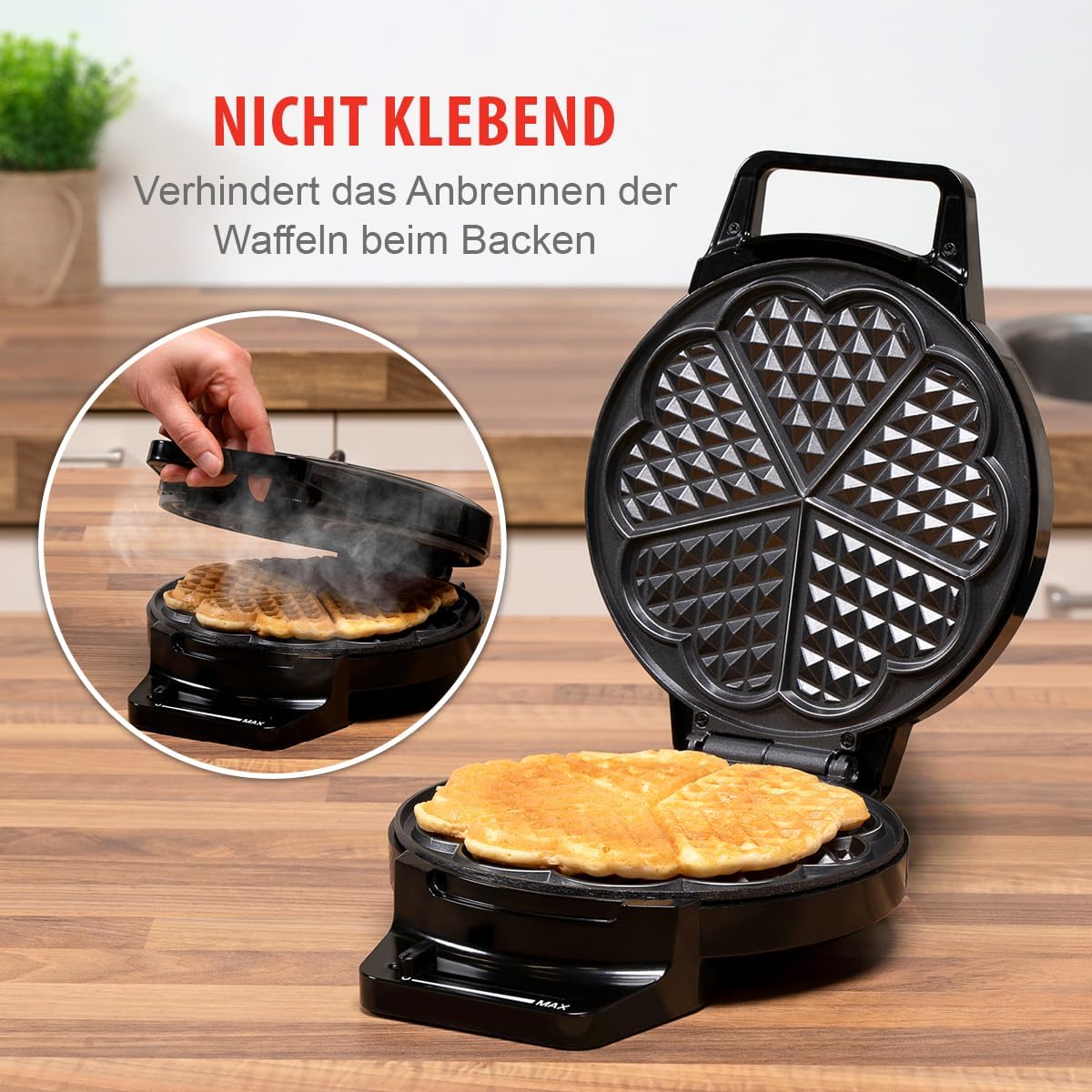 Alpina Heart-Shaped Waffle Maker 1000W Black