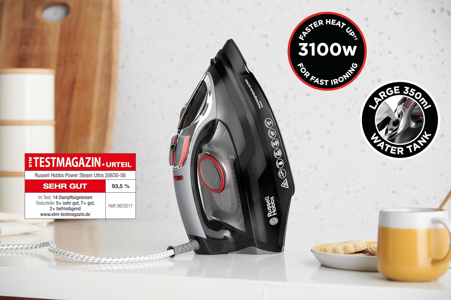 Russell Hobbs PowerSteam Ultra 3100W Steam Iron with Ceramic Soleplate