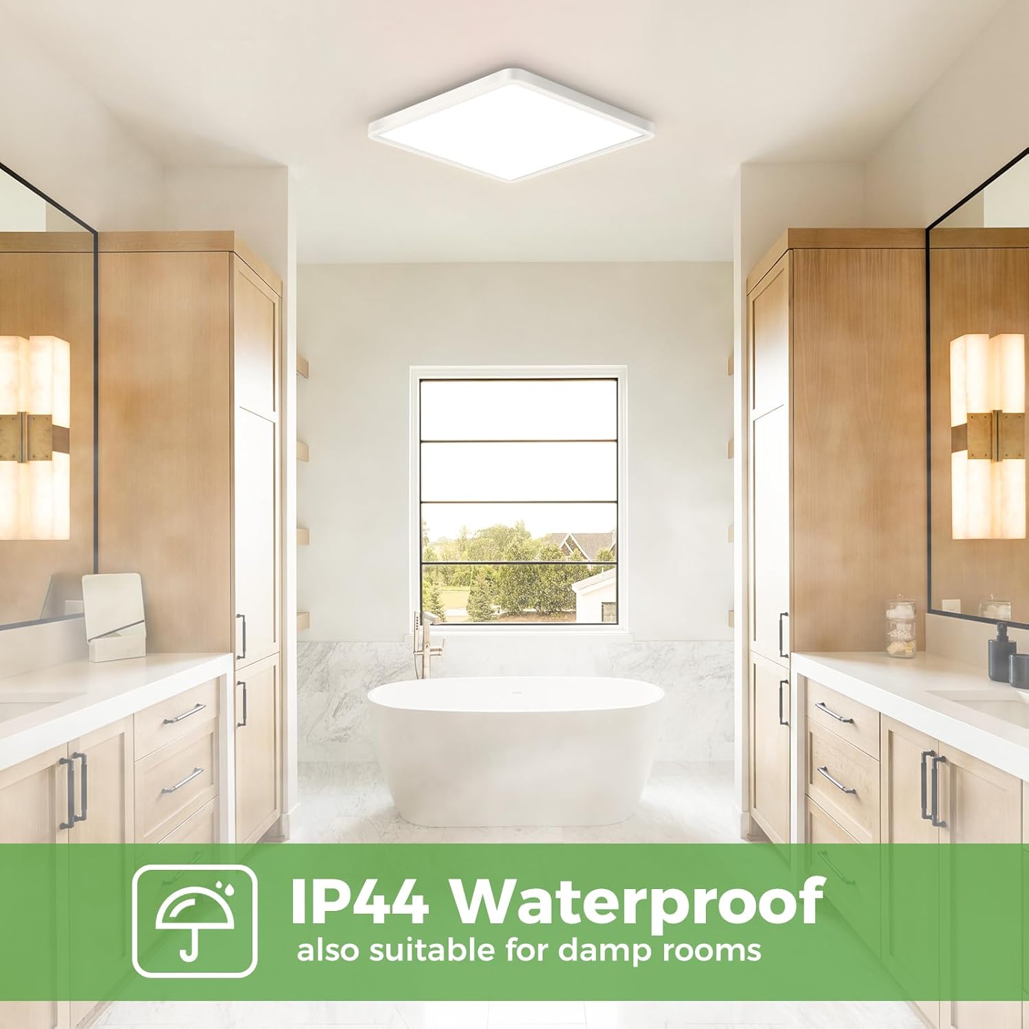 Zemty Square LED Ceiling Light 1800LM Waterproof 3 Colour