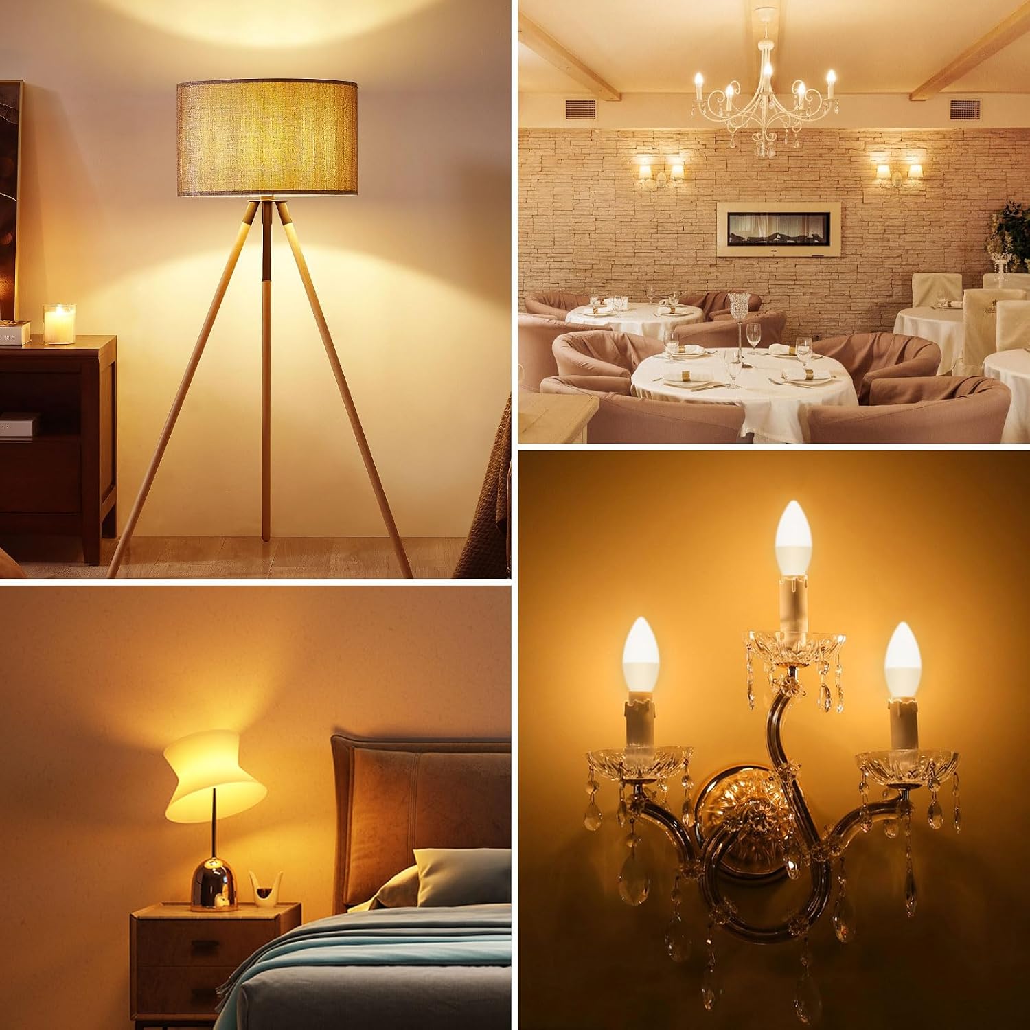 Ddlisu C37 E14 LED Candle Light Bulbs 5W 2700K 6 Pack