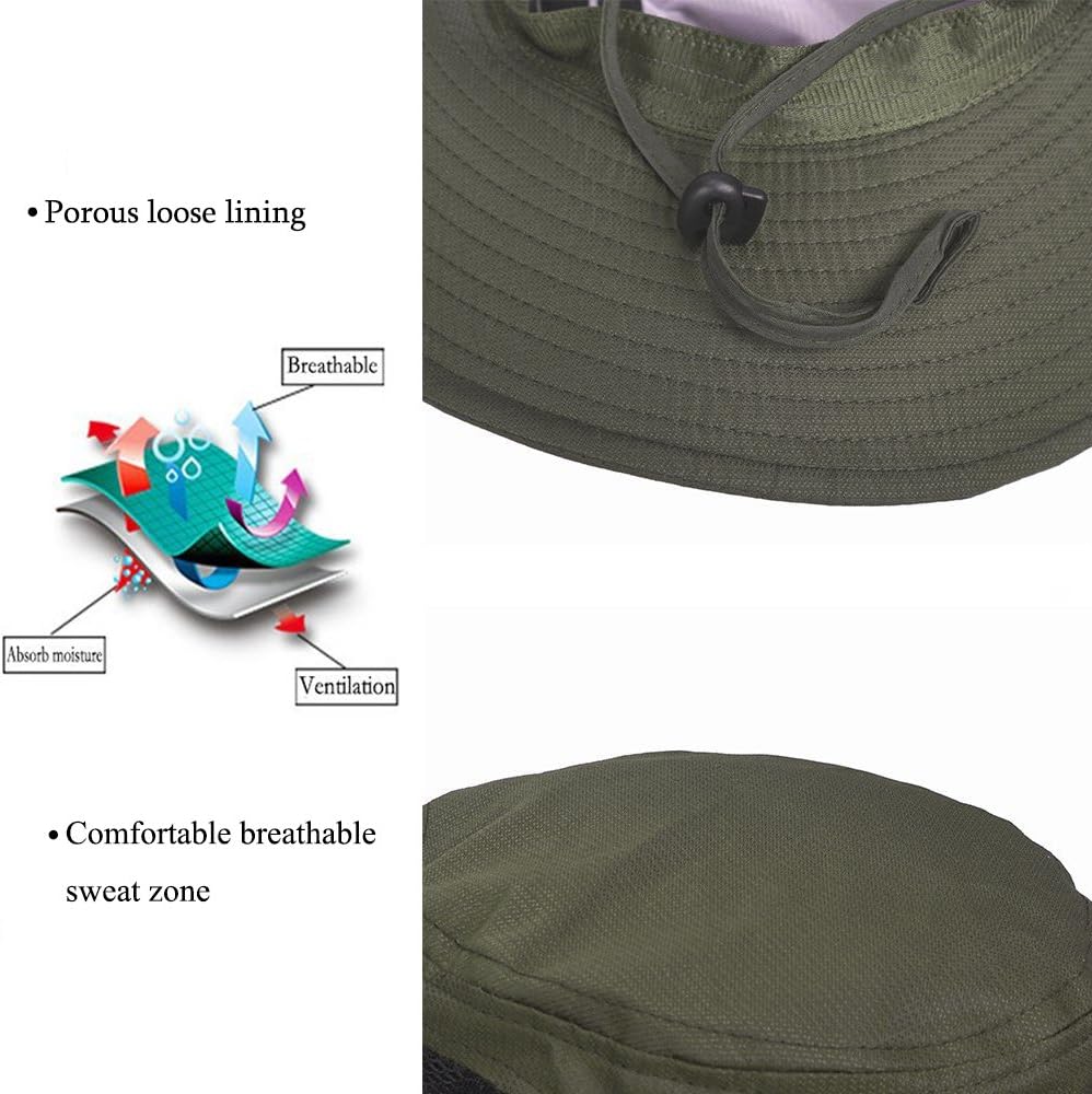 Outdoor Hunting Wide Brim Summer Hat Adjustable Packable Breathable Polyester UPF 50 Protection