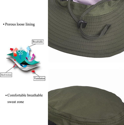 Outdoor Hunting Wide Brim Summer Hat Adjustable Packable Breathable Polyester UPF 50 Protection