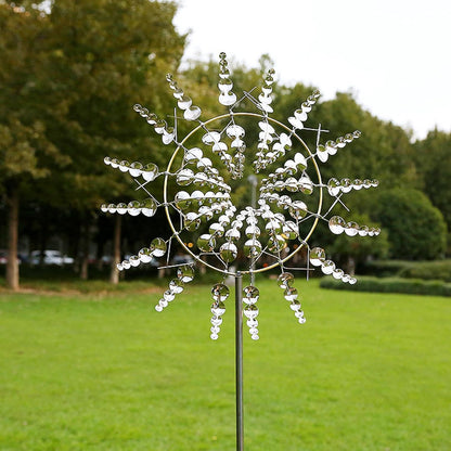 Unique Metal 3D Windmill Sculpture for Garden – Silver
