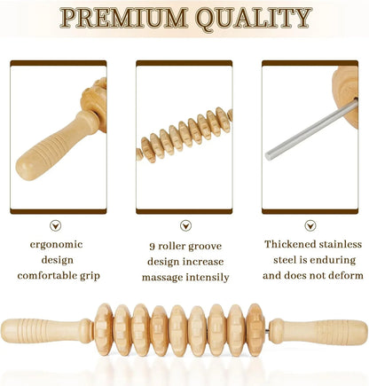 Liitrton Manual Wooden Fascia Massage Roller for Trigger Points & Cellulite Blasting - Gomix Brands Outlet