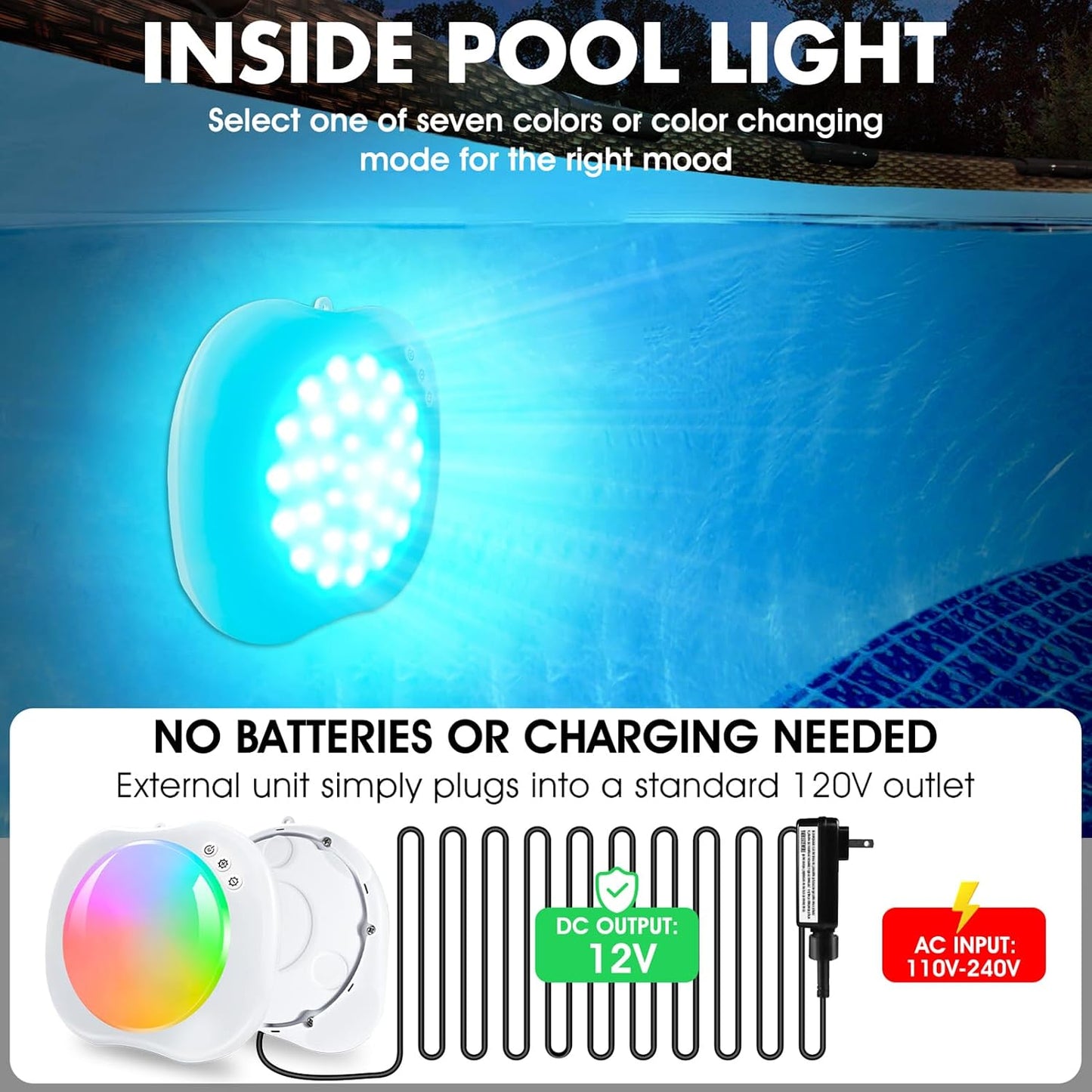 DeeprBetter CT303_1V Floating Pool Light Color Changing Waterproof Magnetic White