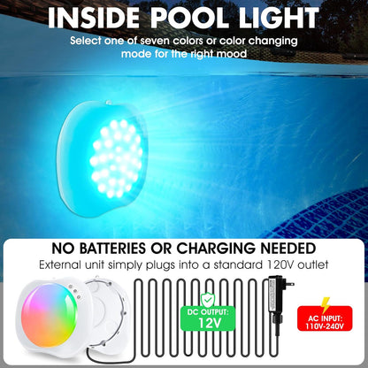 DeeprBetter CT303_1V Floating Pool Light Color Changing Waterproof Magnetic White