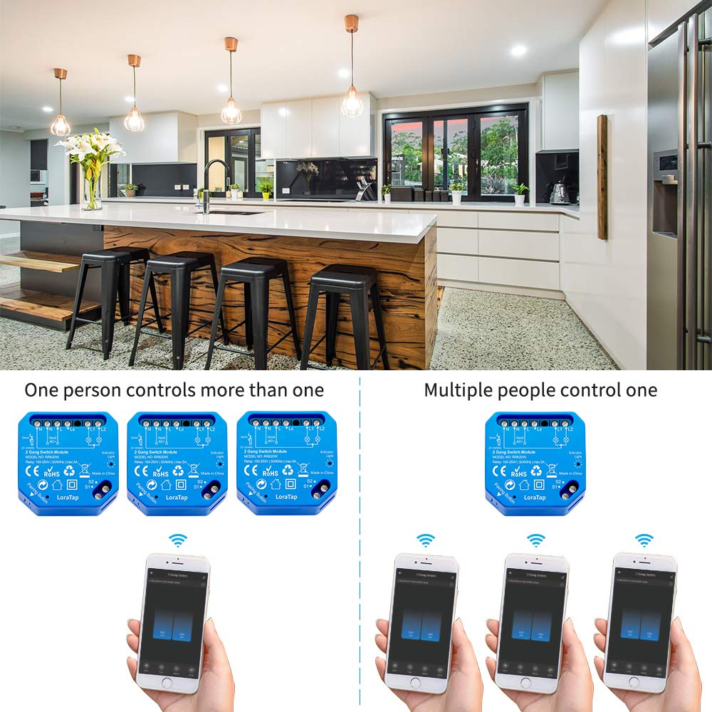 LoraTap Alexa Dual WiFi Smart Switch – 2‑Channel, 5A, 1100W