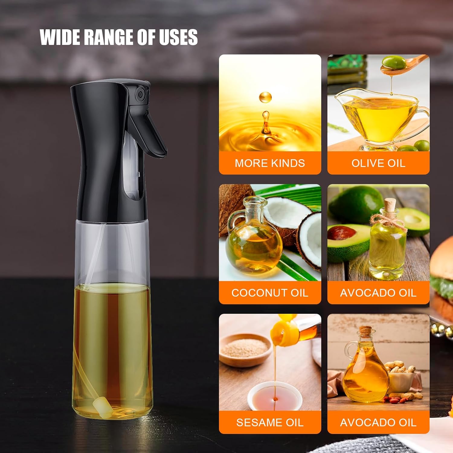 GRIFEMA 300ml Oil Sprayer Bottle for Cooking, BBQ, and Salads