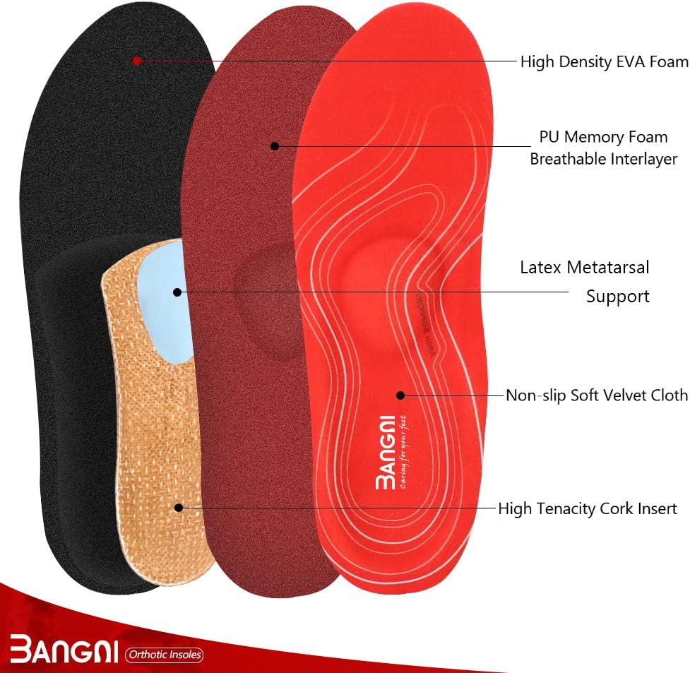 3ANGNI Cork Arch Support Insoles for Flat Feet Pain Relief