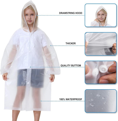 Newbyinn Raincoats 2 Pack EVA Rain Ponchos for Kids with Hood