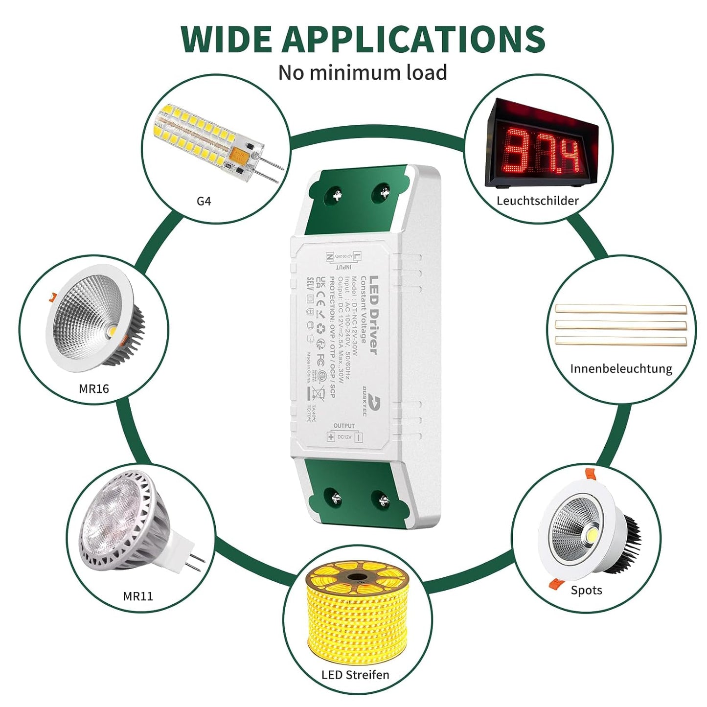 DUSKTEC DT-NC12V-30W LED Driver Transformer Power Supply Adapter