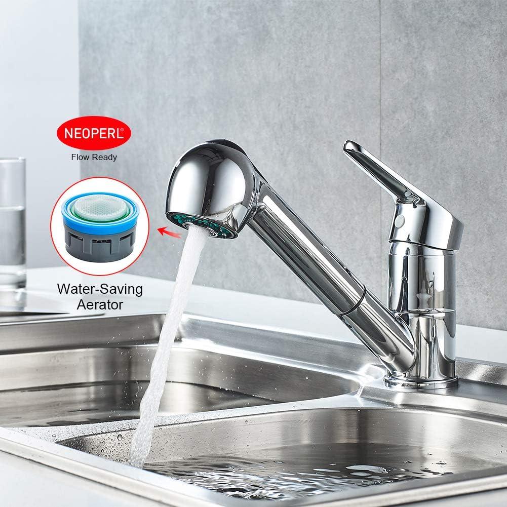 Ibergrif Roma Chrome Kitchen Faucet with Pull-Out Sprayer Extendable Hose - Gomix Brands Outlet