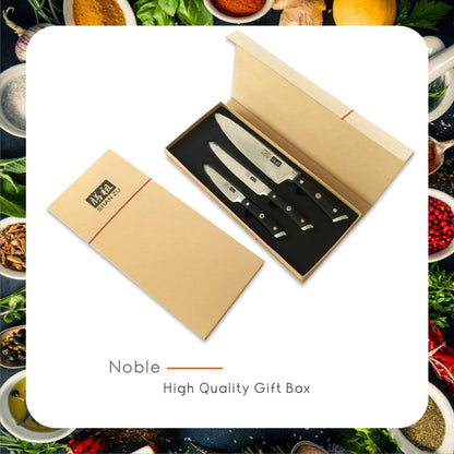 SHAN ZU Professional German Stainless Steel 3-Piece Chef, Utility, Paring Knife Set