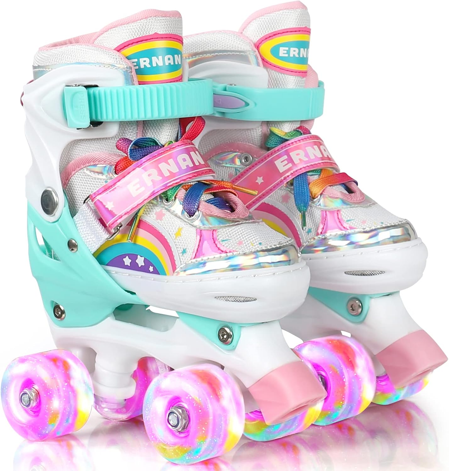 Adjustable Girls Roller Skates with Flashing Wheels for Toddlers Ages 4-5