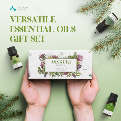 ASAKUKI 6-Count Essential Oil Diffuser Set – 10ml Bottles