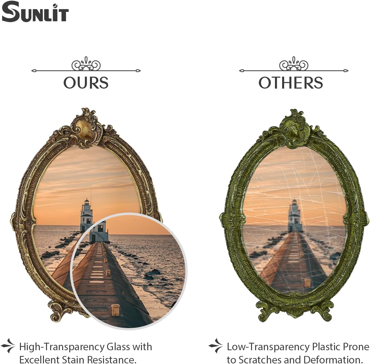 Sunlit Vintage Oval Picture Frame 5x7 Bronze, Brushed Finish