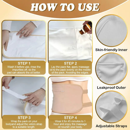 Organic Castor Oil Pack Kit: Reusable, Adjustable, Leak-Proof for Liver Detox - Gomix Brands Outlet