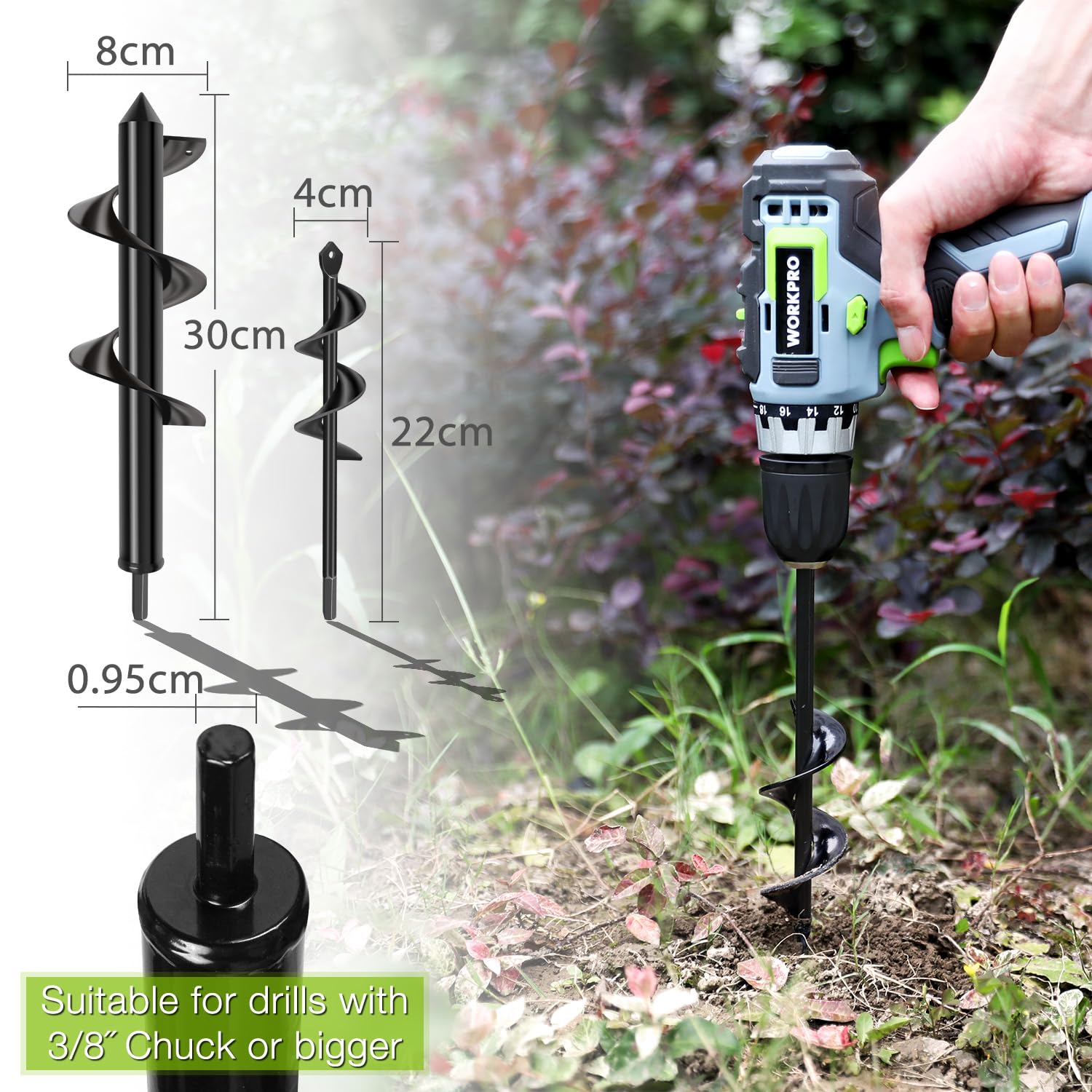 Garden Auger Drill Bit Set 2-Piece