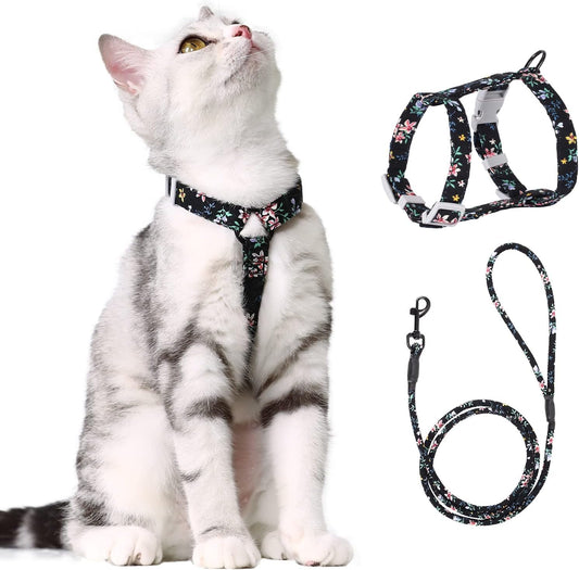 PETTOM Floral Cat Harness and Leash Set - Escape Proof Design
