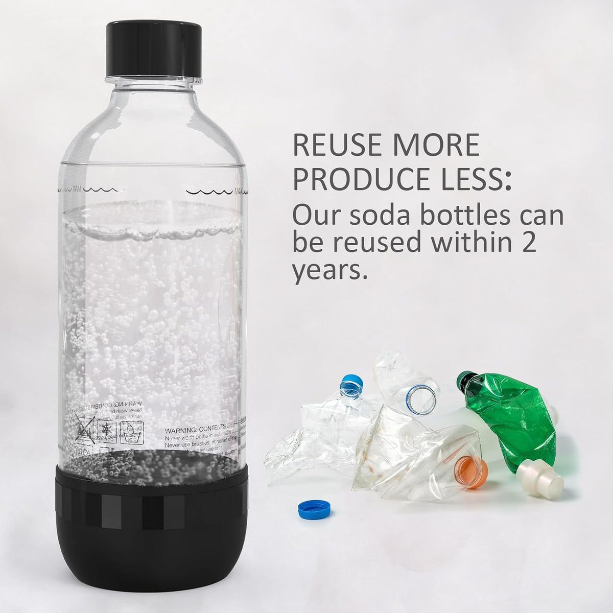 Thorder Z-1B1L Soda Maker Bottles 1 L BPA-Free PET 2 Pack