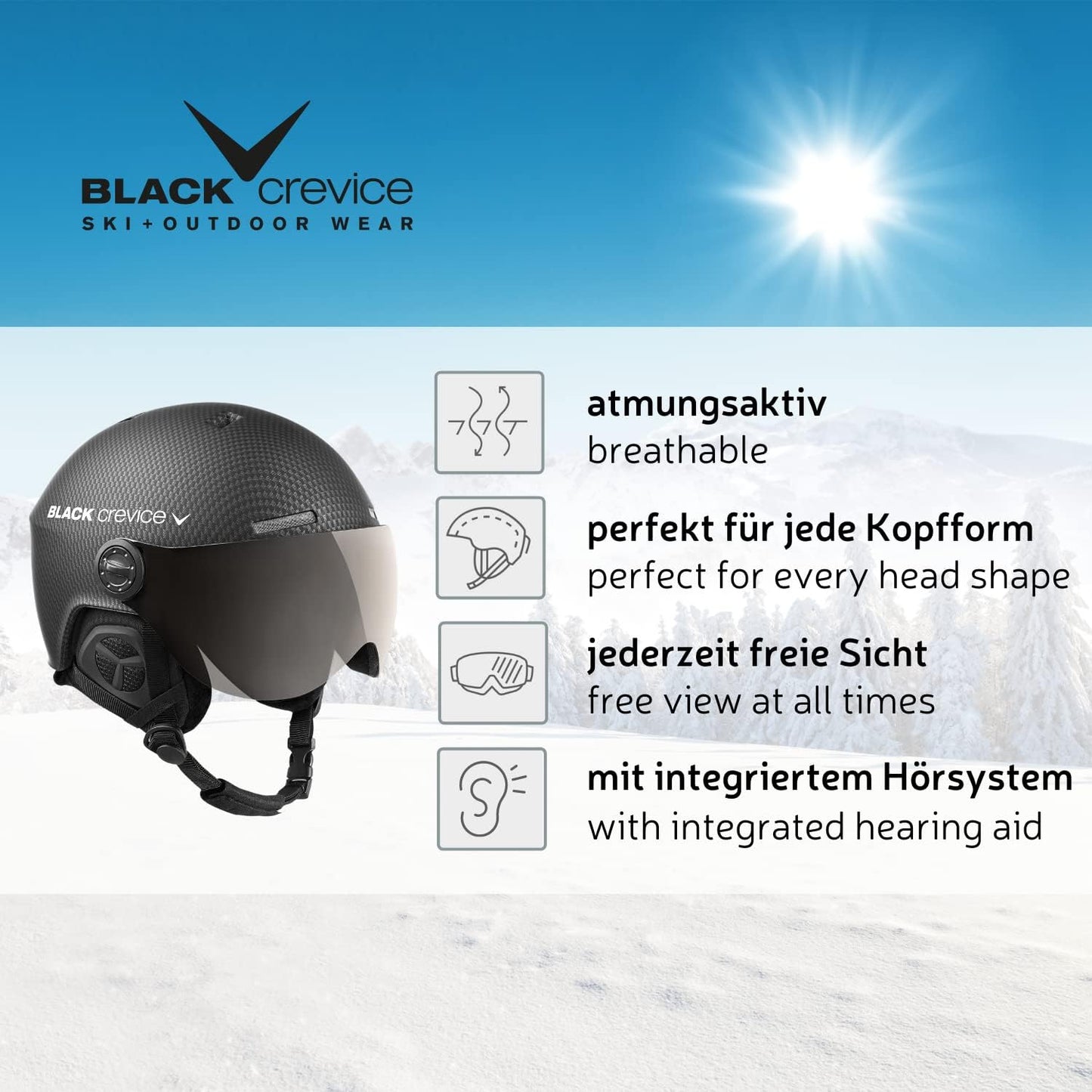 Black Crevice Arlberg Ski Helmet with Dual Visor