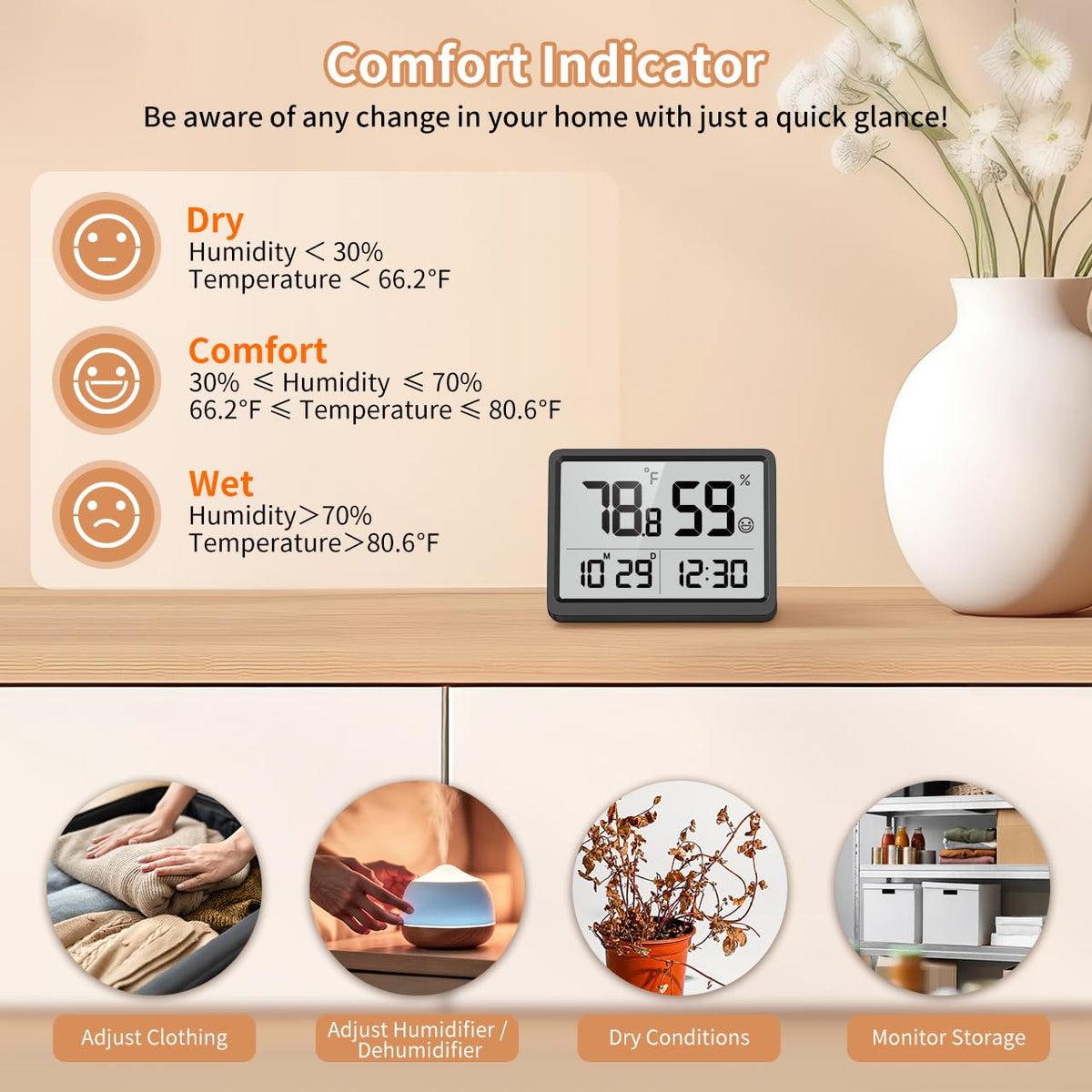 DOOMAY 5294 Digital Hygrometer and Temperature Monitor