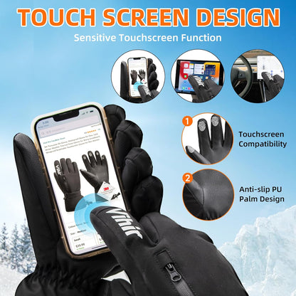 Men's 3M Thinsulate Waterproof Winter Ski Gloves with Touchscreen