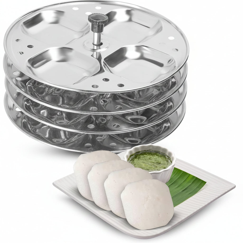 KSJONE Stainless Steel Idli Stand 4-Plate Square