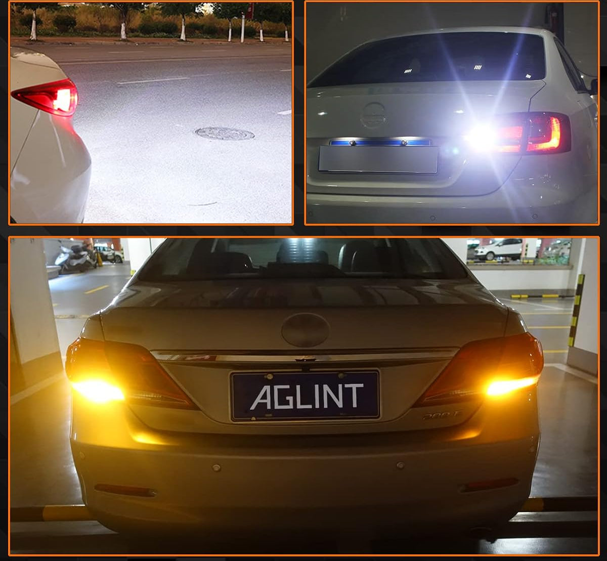AGLINT 2x P21W LED Bulbs 24SMD 1156 BA15S Reverse Brake DRL Tail Light White 6500K 12V-24V